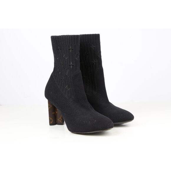 LOUIS VUITTON Boots Monogram Stretch Silhouette Socks Ankle Size 38 - Picture 10 of 16